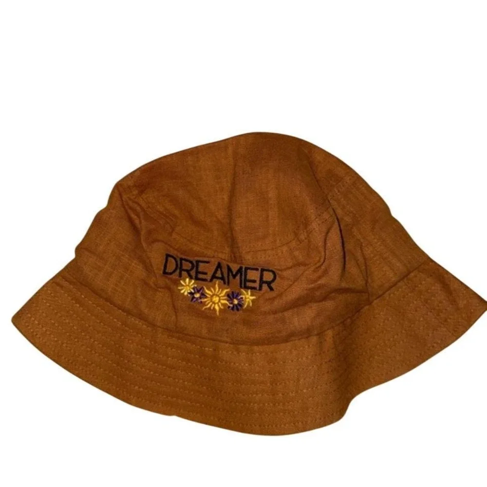 Weld Mfg Dreamer Bucket Hat Rust Brown Hemp Organic Cotton Boho Sun Embroidery